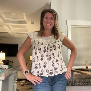 Lucky Brand Cream Floral Blouse